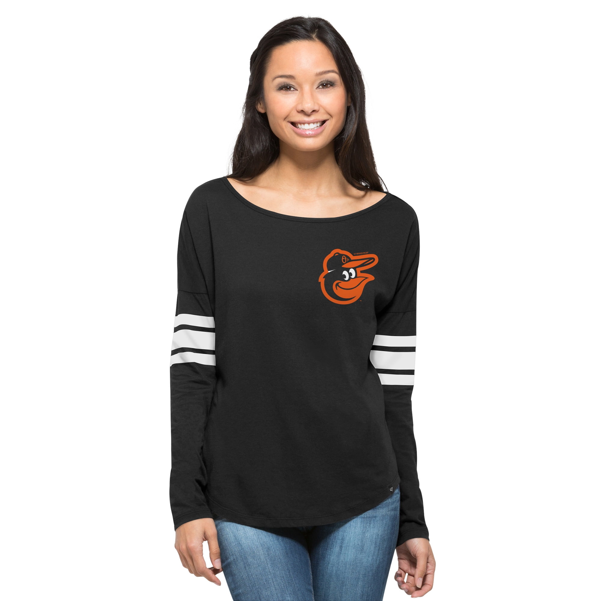 Baltimore Orioles '47 Women's Ultra Courtside Long Sleeve T-Shirt Black by TWINS ENTERPRISE INC/47 BRAND