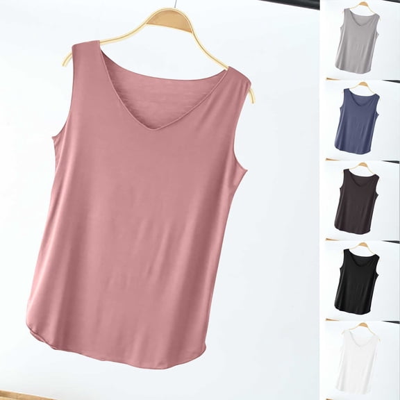 Inverlee Women's Trendy Petite Tanks Tops Summer Soft Comfort Sleeveless Cami Tops Trendy Casual V Neck Shirts