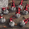 thumbnail image 6 of Dalrosia 8 Pack Handmade Plush Tomte Gnome Hanging Decorations, Swedish Scandinavian Santa with Buffalo Check Plaid Hat, Holiday Home Decor, 6 of 6