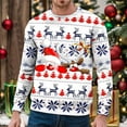 thumbnail image 2 of Chandail à Capuche Sans Capuche pour Hommes Hiver Chaud Col Rond Chandail Imprimé Flocon de Neige Père Noël Décontracté Confortable Doux, 2 of 4