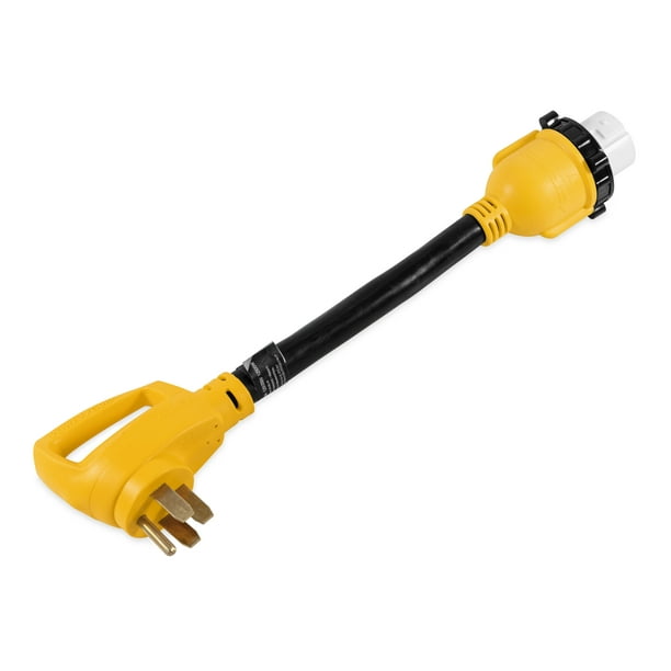 Camco PowerGrip Camper/RV 50Amp Adapter 50 Amp Male Standard/50 Amp Female Locking Adapter