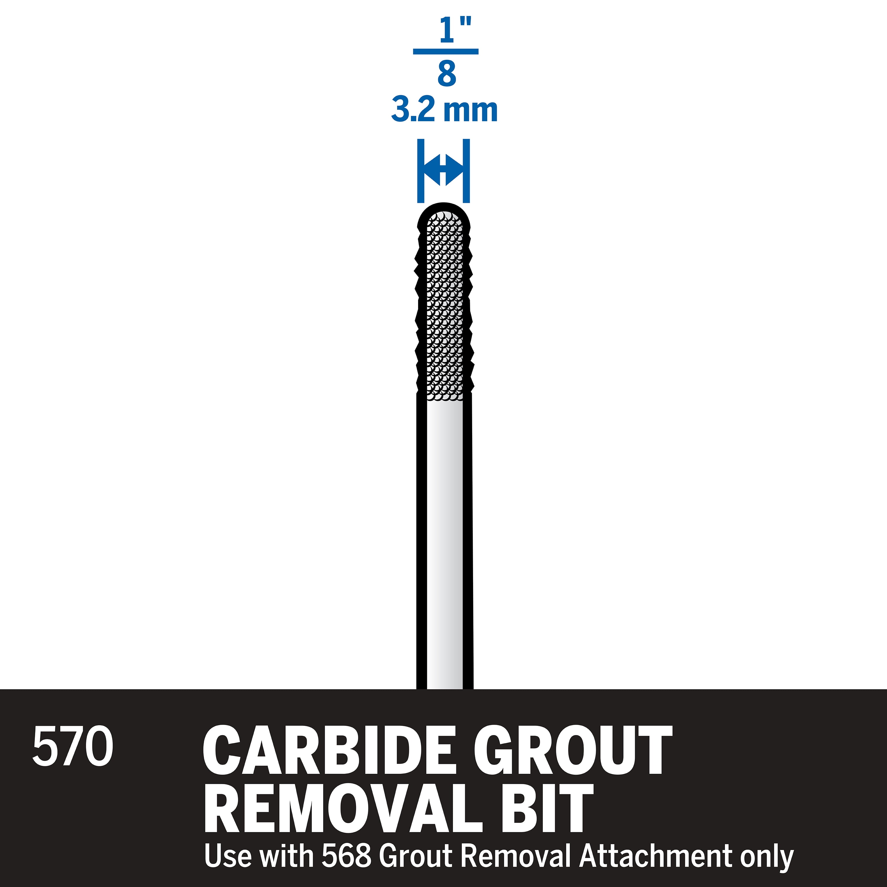 Dremel 570 1/8 inch Carbide Grout Removal Bit