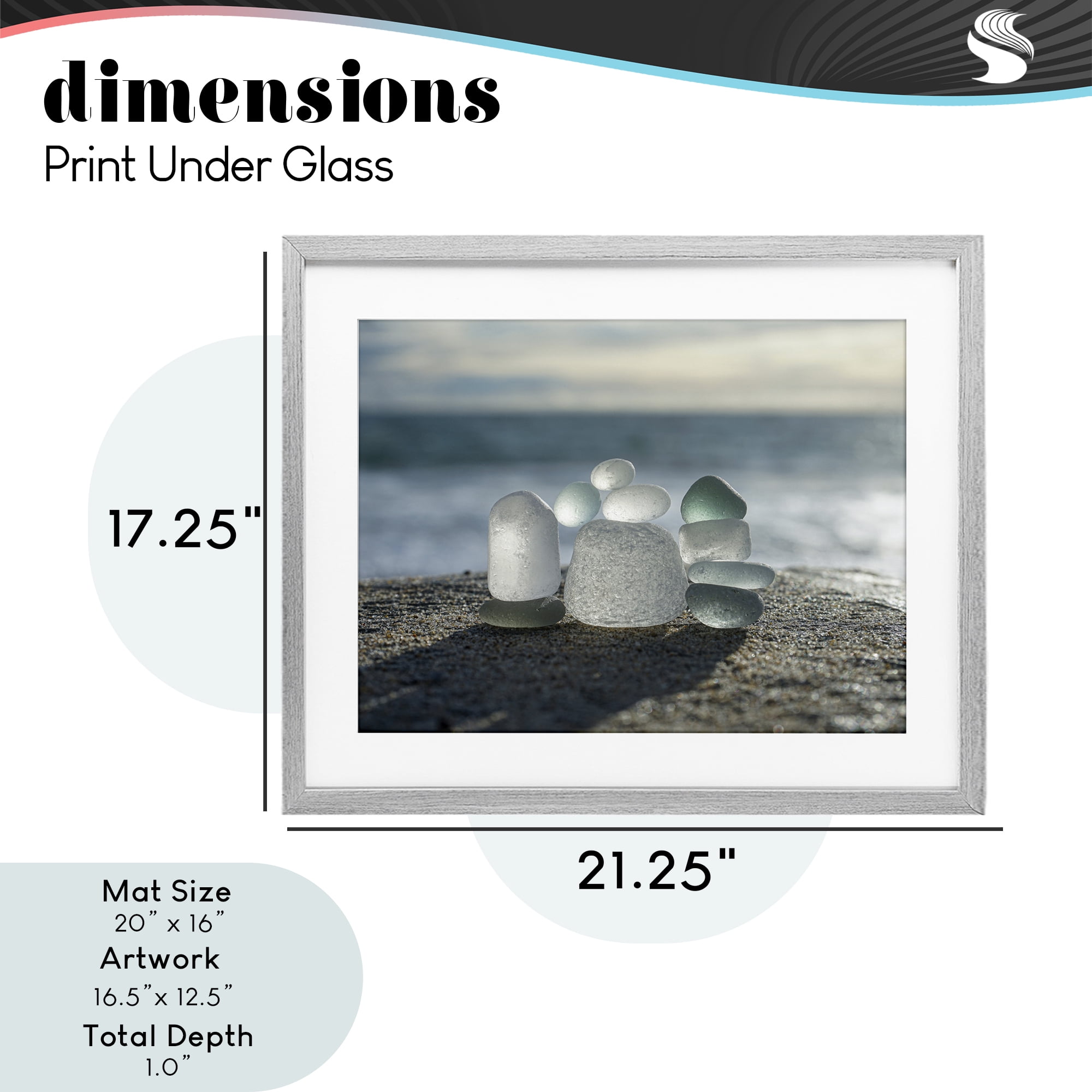 Stupell Industries Balancing Sea Glass Pebbles Gray Framed Print Under Glass, design by LMarie Allen