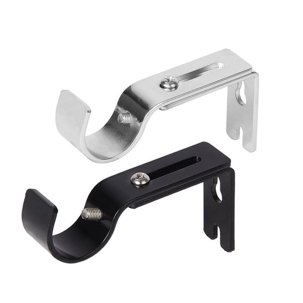 Ganchos ajustables para soporte de pared para barra de cortina, juego de 4, níquel plateado+soportes para barra de cortina negros, soporte para barra de cortina ajustable general