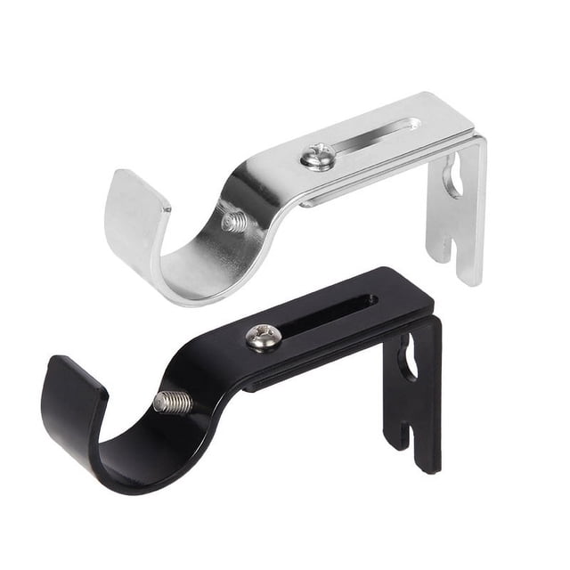 Ganchos ajustables para soporte de pared para barra de cortina, juego de 4, níquel plateado+soportes para barra de cortina negros, soporte para barra de cortina ajustable general