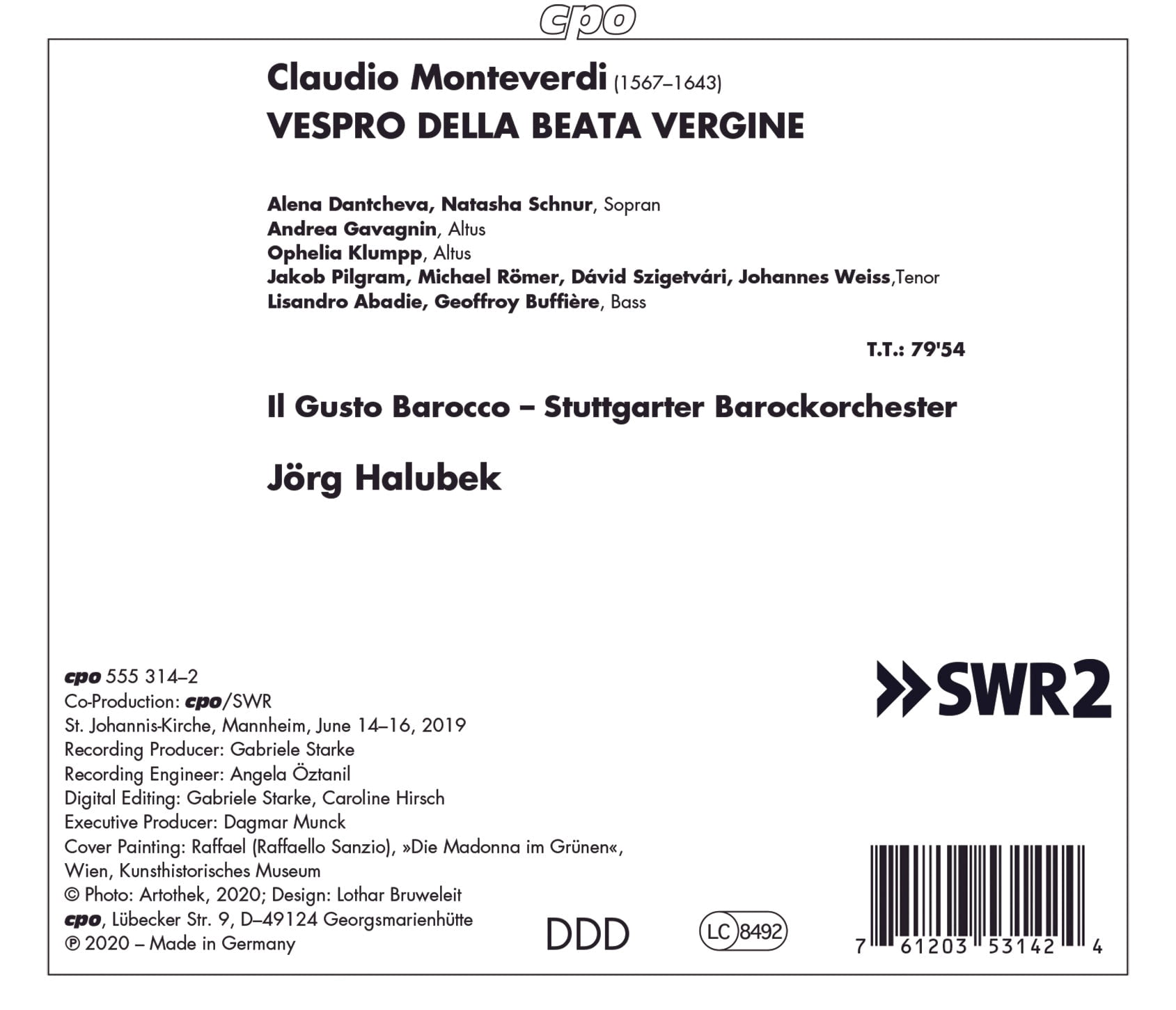 Il Gusto Barocco-Stuttgarter Barockorchester Halubek - Vespro Della Beata Vergine - Music & Performance - CD