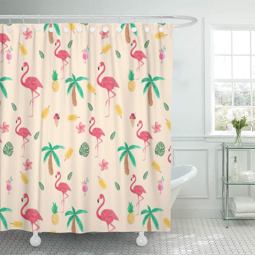 CYNLON Flamingo Modern Pink Colorful Watercolor Tropical ...