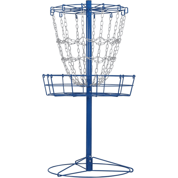 Portable frisbee golf practice kit with 12/24 chain, including basket, target and double steel chain, suitable for outdoor use.