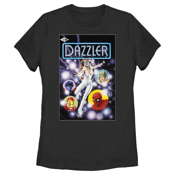 Women's Marvel Dazzler Superhero Friends Comic Book Cover Graphic Crop T-Shirt