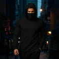 thumbnail image 2 of Men's Mask Thermal Hoodie Long Sleeve Solid Face Cover Warmer Pullover Top for Outdoor Black L, 2 of 9