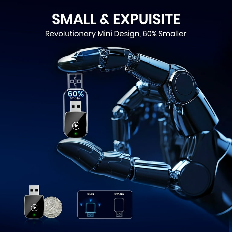 Wireless Carplay Adapter, 2 in 1 Apple CarPlay and Android Auto Adapter Convert Wired to Wireless Dongle for Apple Android,Plug and Play for iOS 10+ & Android 10+, Black