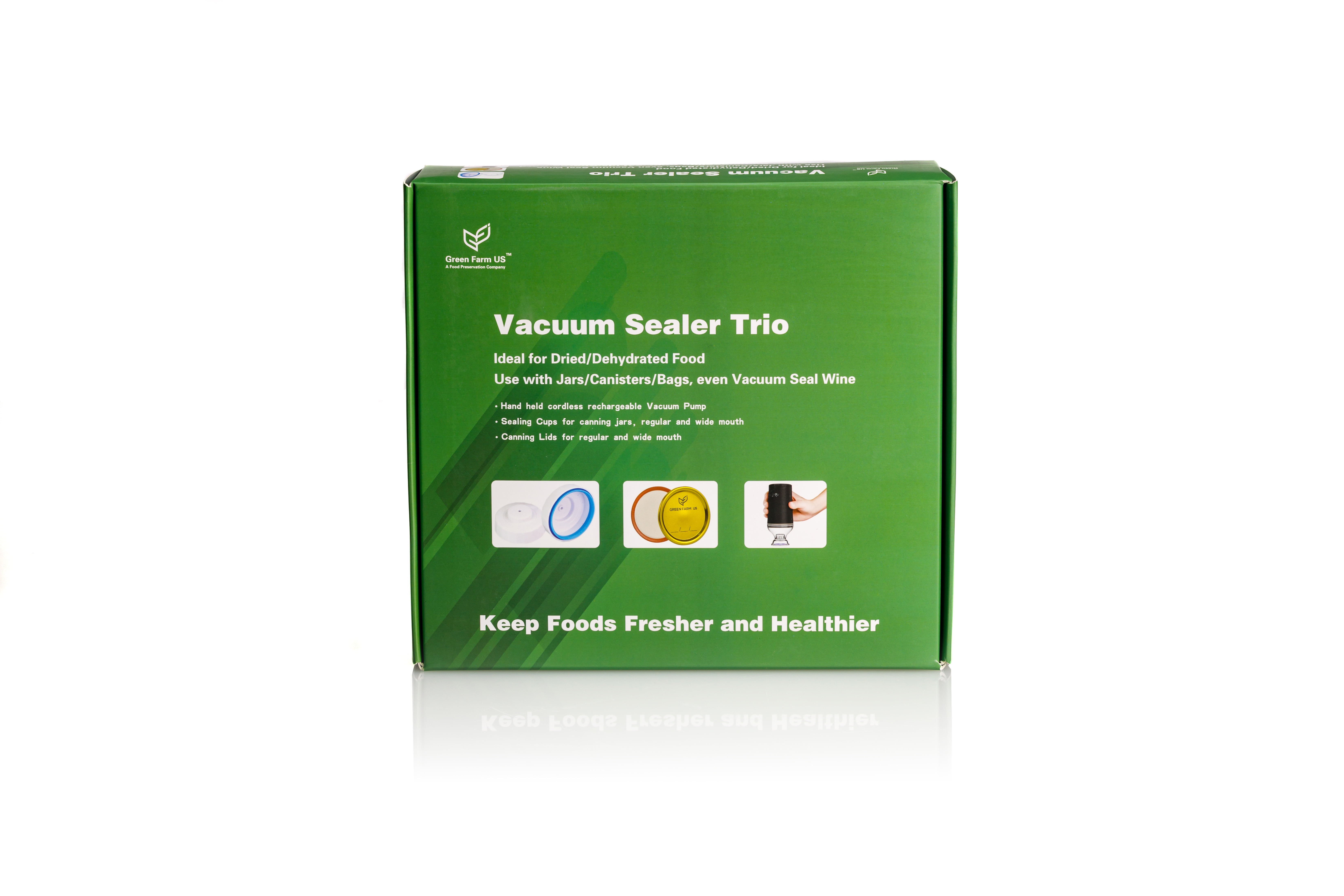 Green Farm US Handheld Vacuum Sealer for Vacuum Sealers, Gold with Rechargeable Pump, Lids, and Seal Cups