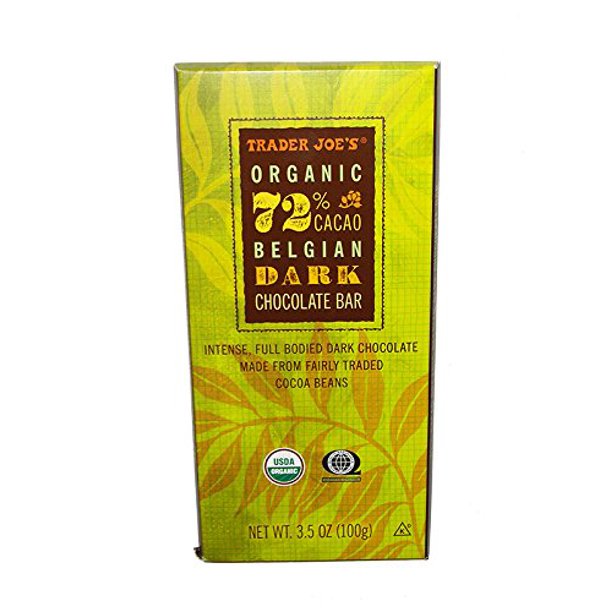 Trader Joes Fair Trade Organic 72 Belgian Dark Chocolate Bar...3.5 Oz