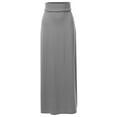 thumbnail image 1 of A2Y Women's Basic Foldable High Waist Floor Length Maxi Skirts Mid Grey L, 1 of 5