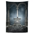 thumbnail image 2 of Gothic Outdoor Tablecloth, Altar on Checkered Floor in Scary Hazy Winter Forest Spiritual Scenery Illustration, Decorative Washable Fabric Picnic Tablecloth, 58 X 104 Inches, Blue Grey, by Ambesonne, 2 of 2