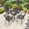thumbnail image 6 of Hzzkey 5-Piece Black Outdoor Aluminum Round Dining Set,4 Chairs, Beige Cushion ,Umbrella Hole, Weather-Resistant, 6 of 10