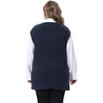thumbnail image 4 of DARING DIVA Women's Plus V Neck Knit Split Hem Sweater Vest 1X Dark Blue, 4 of 7
