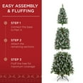 thumbnail image 4 of Best Choice Products 9ft Pre-Lit Pencil Christmas Tree, Pre-Decorated, Frosted w/ 1,298 Flocked Tips, 460 Lights, Base, 4 of 7