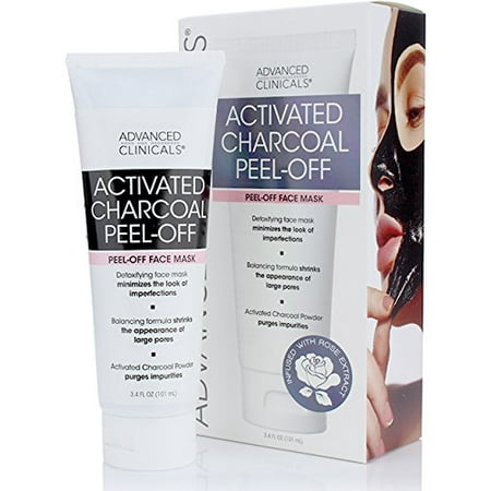 Advanced Clinicals Activated Charcoal Peel Off Face Mask for Large Pores, and Oily Skin. Tightens and Firms skin with Tea tree oil, Witch Hazel and natural extracts. 3.4oz (Best Pore Extraction Mask)