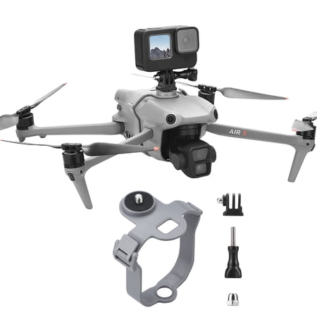 Flysimple Top Camera Mount Adapter for DJI Air 3S / Air 3 Drone,1/4 Inch Screw Tripod Extension Bracket for Insta360 GO Ultra/X5/DJI Action 6/5 Pro/Nano/Pockt 3 Series, LED & Vlogging Accessories