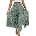 thumbnail image 2 of Women'S Print Long Skirts High Waist Split A Line Full Length Maxi Skirt Green S, 2 of 10