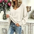 thumbnail image 4 of TGMDaai Plus Size Sweaters for Women V Neck Solid Color Long Sleeve Pullover Fall Winter Warm Top, 4 of 7