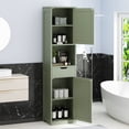thumbnail image 3 of 2PCS Bathroom Storage Cabinets 64" Tall Narrow Wooden Cabinets Set of 2 with Doors Shelves Drawer Green, 3 of 7