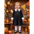 thumbnail image 4 of RUINIXCW Kids Girl Halloween Dress Contrast Colors Turn-Down Collar Fall Dress, 4 of 9