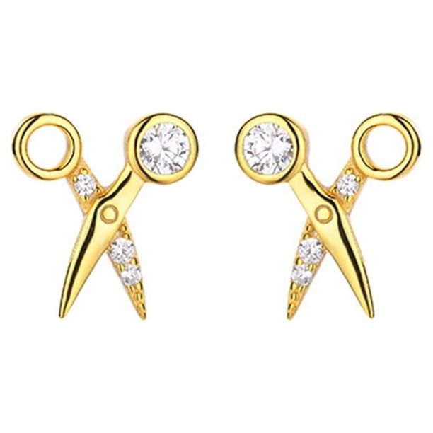 Sonducket 1 par de pendientes de tijera para mujer, pendientes de decoración de diamantes de imitación, pendientes de aleación para novia, Ropa, zapatos y accesorios Miscelánea