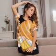thumbnail image 3 of Balery Sunflower Gnomes 2 Camisón de manga corta con cuello redondo para mujer, cómodo y elegante., 3 of 6