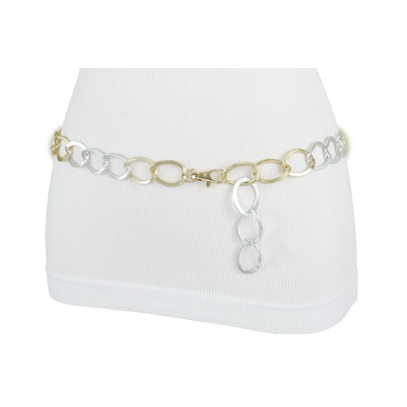 New Women Gold Silver Metal Chain Links Hip High Waist Fahion Belt Size XS S M