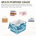 thumbnail image 6 of Yayeee Collapsible Cube Storage Bin with Lid Fabric Closet Decorative Basket with Handles, Green Watercolor Ocean Waves, 6 of 7