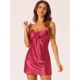 thumbnail image 2 of DARING DIVA Women's Satin Mini Nightgown Sleeveless Backless Cami Sleepwear XS Red, 2 of 7