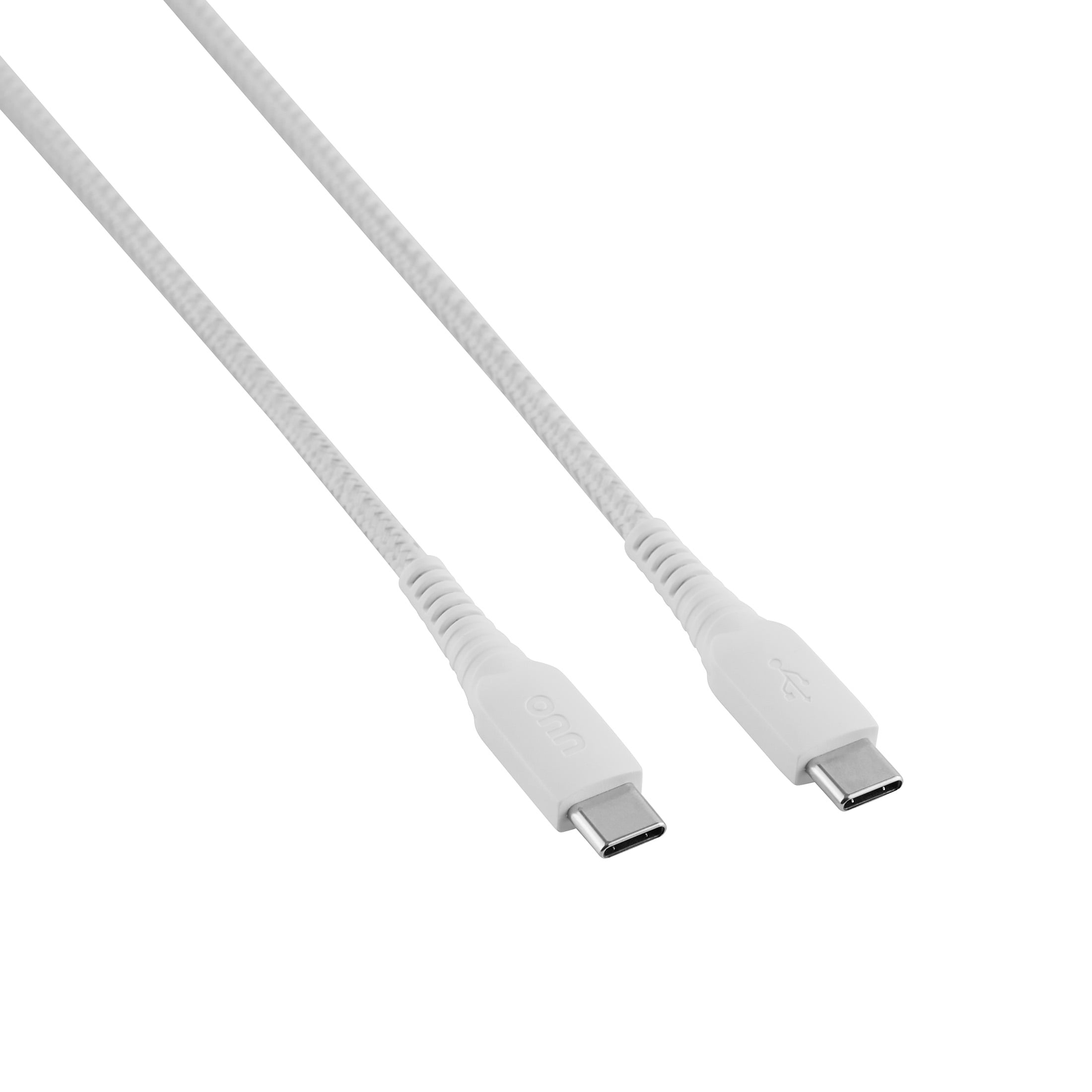 (5 pack) onn 6ft USB-C to USB-C Braided Charging Cable, Fast Charging,USB-IF Certified, White