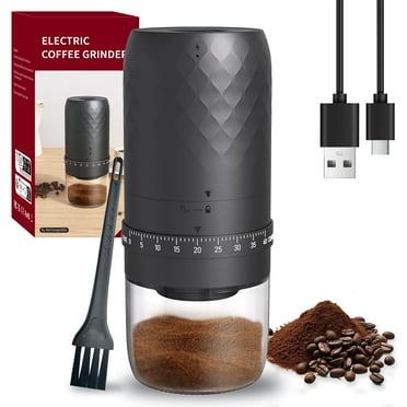 OGEDNAC Portable Burr Coffee Grinder Electric with 40 Adjustable Grinder Settings, Conical Burr Rechargeable Coffee Bean Grinder with Cleaner Brush, Ground Coffee Cup Lid, for Home Travel Camping