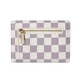 thumbnail image 5 of Daisy Rose Trifold RFID Blocking Wallet - PU Vegan Leather Multi Card Holder Organizer Small - Cream checkered, 5 of 6