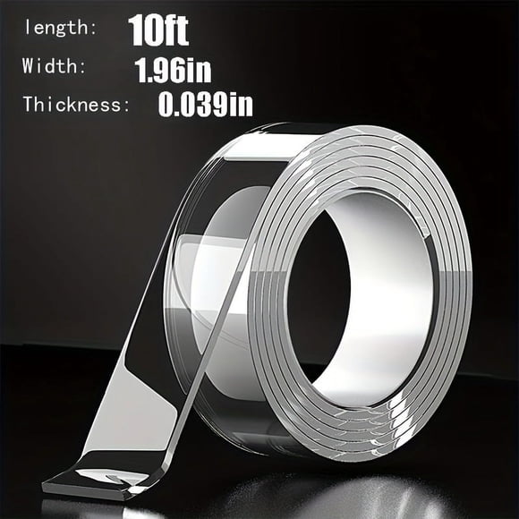 MesaSe 5 PCS Roll Heavy Duty Double Sided Tapes Reusable Traceless Strong StickyTape Strips Multipurpose Removable Washable Clear Mounting NanoTape For Paste Ltems In Home Office Car