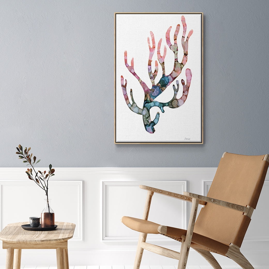 Sea Coral II Framed Premium Gallery Wrapped Canvas - Ready to Hang - 17 x 25 - Natural Wood Floating Frame