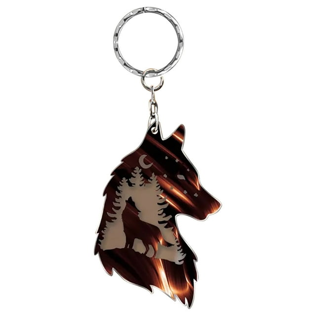 Wolf Key Chain for Women, Metal Alloy Construction, Engraved Wolf Design, 2.5 in Length, Lightweight Decorative Accessory, Ideal Gift for Wolf Enthusiasts