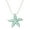 Aqua, variant on Starfish Pendant Necklace Earring Rhinestone Crystal Rhodium Plated 17 Inch Snake Chain J0889-BL