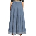 thumbnail image 4 of eloria Maxi Tier Skirt Elastic Waist Cotton Bohemian Skirts Boho Long Flaired, Color : Grey 2, Size : 12, 4 of 5