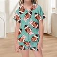 thumbnail image 2 of Yuncity Pajamas For Girls Summer Soft Comfortable Football Print Pjs Short Sleeve Cute Loungewear For Kids Nightwear Cozy Sleepwear Size 12-13 Years, 2 of 4