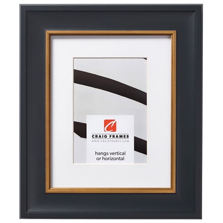 Craig Frames Martin, 10x12 inch Black and Gold Picture Frame Matted for an 8x10 Photo