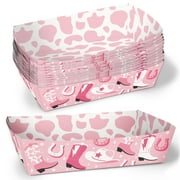 Big Dot of Happiness Pink Rodeo Cowgirl Party Paper Food Trays, Disposable Double-Sided Food Holders for Nachos, Hot Dogs, French Fries - 12 Ct