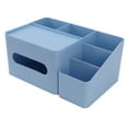 thumbnail image 3 of Multifonctiona Boîte à mouchoirs avec couvercle en plastique exquis Surface lisse Organiseur de bureau pour la maison ou le bureau Bleu, 3 of 14