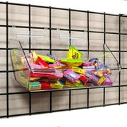Clear Gridwall Acrylic Bins, Extra Wide Large Bin for Grid Panels, 12" W x 5.5" H x 11.5" D, 10 Pack