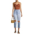 thumbnail image 4 of No Boundaries Juniors' Super High Rise Destructed Mom Jeans, 4 of 6