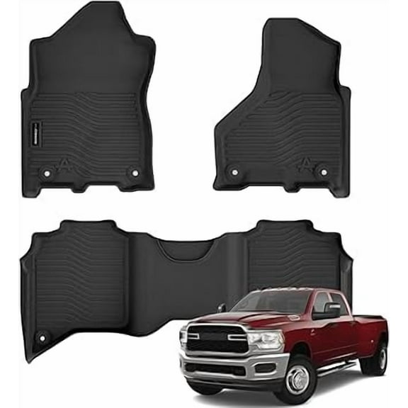 Auxko All Weather Floor Mats Fit for Ram 2500/3500 Crew Cab 2019-2024 TPE Liners Accessories All Season Guard Odorless Anti-Slip Floor Mats for Ram 2019 2020 2021 2022 2023 2024 Black