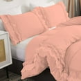 thumbnail image 2 of DNG Creations 1 Piece Double Ruffle Duvet Cover With Zipper Closure ( Solid Peach ) All-Season 100% Egyptian Cotton, 800 Thread Count ( Oversized Queen - Size ), 2 of 6