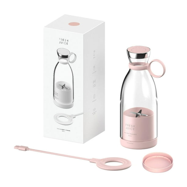 Licuadora portátil con asa, ideal para hacer batidos, ideal para ir al gimnasio o como regalo de cumpleaños. Rosa